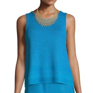 Tahari Jenny laser-cut azure blue blouse NWT